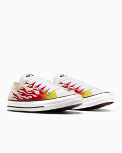 Converse Modelli Bassi|Modelli Bassi<Chuck Taylor All Star Flames Egret/Rosso smalto/Giallo vivace