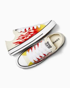 Converse Modelli Bassi|Modelli Bassi<Chuck Taylor All Star Flames Egret/Rosso smalto/Giallo vivace