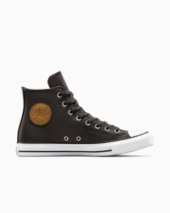 Converse Modelli Alti<Chuck Taylor All Star Leather Mudguard/Whisky scuro/Bianco