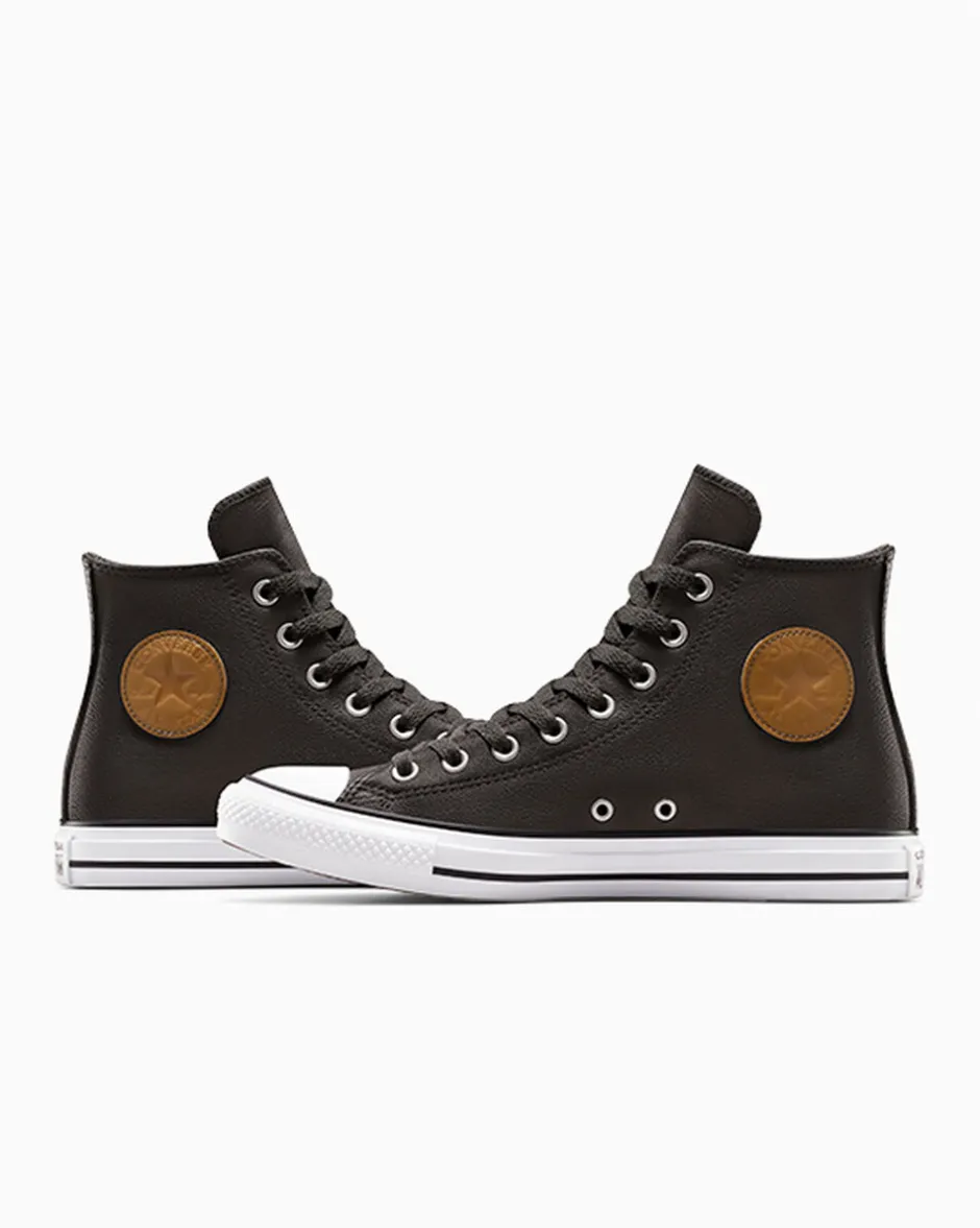 Converse Modelli Alti<Chuck Taylor All Star Leather Mudguard/Whisky scuro/Bianco