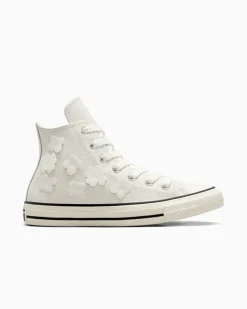 Converse Modelli Alti|Chuck Taylor All Star<Chuck Taylor All Star Leather 3D Flowers Bianco vintage/Egret/Nero