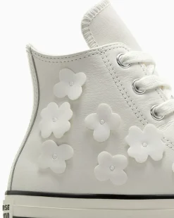 Converse Modelli Alti|Chuck Taylor All Star<Chuck Taylor All Star Leather 3D Flowers Bianco vintage/Egret/Nero