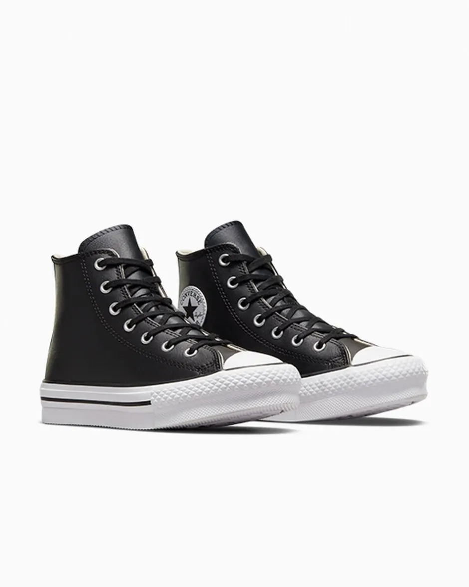 Converse Bambini (Età 4-8 Anni)|Ragazzo<Chuck Taylor All Star Lift Platform Leather Nero/Avorio naturale/Bianco