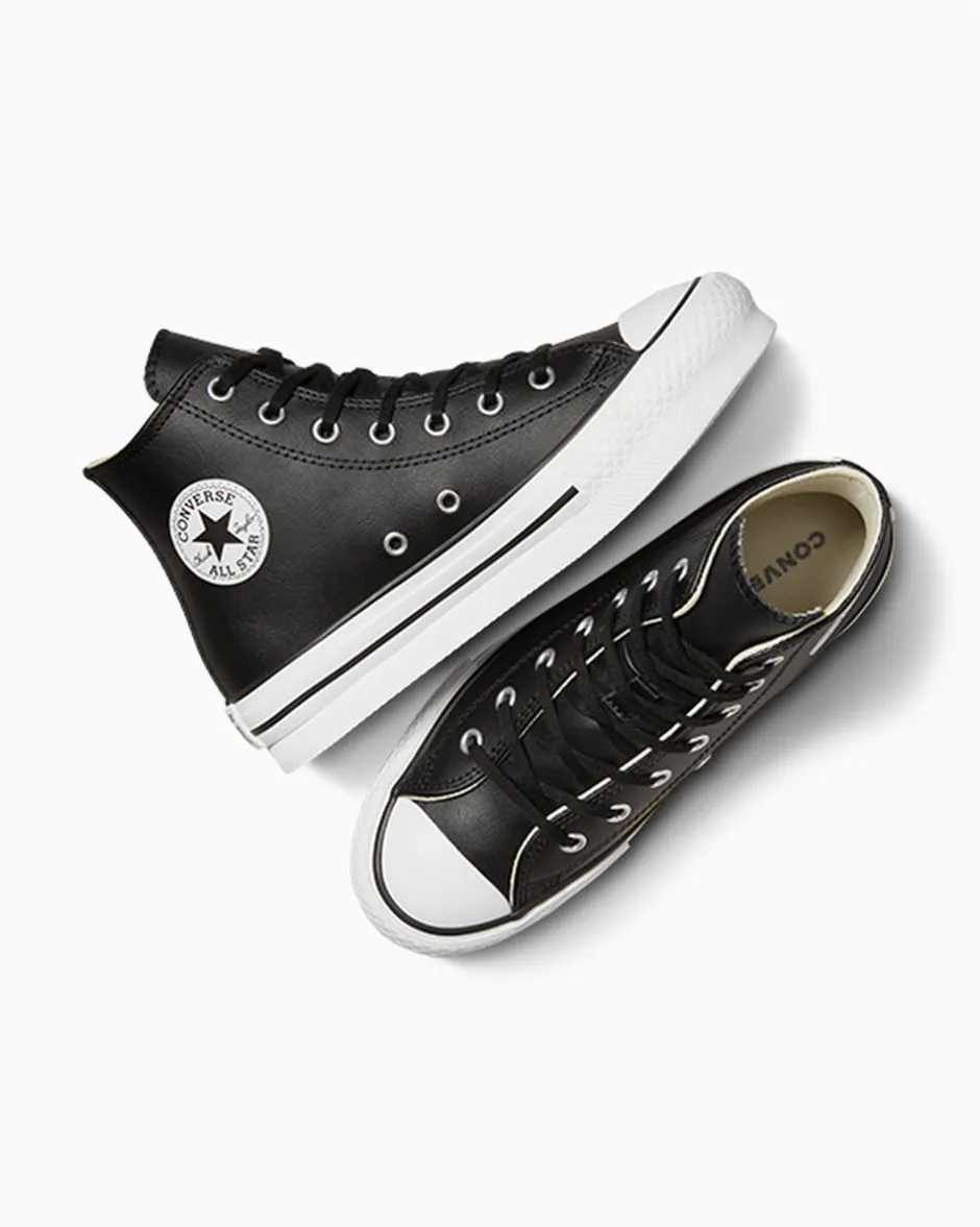 Converse Bambini (Età 4-8 Anni)|Ragazzo<Chuck Taylor All Star Lift Platform Leather Nero/Avorio naturale/Bianco