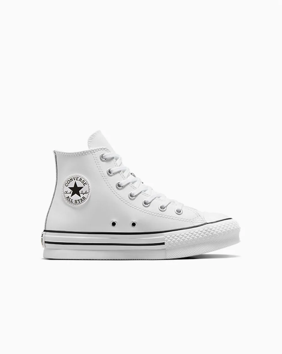 Converse Bambini (Età 4-8 Anni)|Ragazzo<Chuck Taylor All Star Lift Platform Leather Bianco/Avorio naturale/Nero