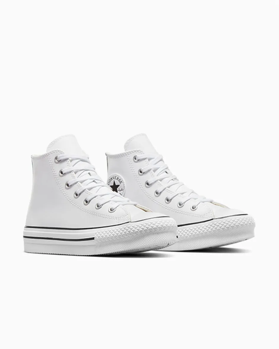 Converse Bambini (Età 4-8 Anni)|Ragazzo<Chuck Taylor All Star Lift Platform Leather Bianco/Avorio naturale/Nero