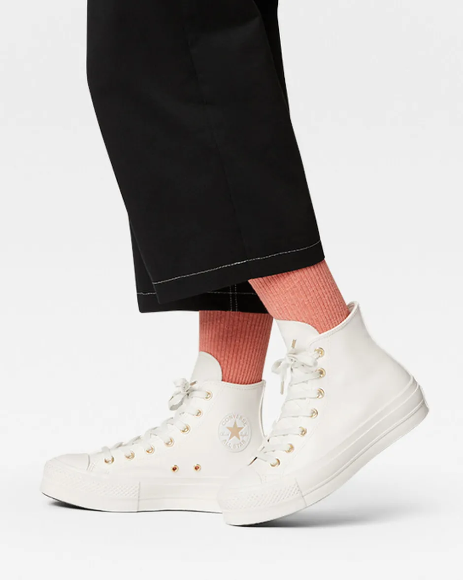 Converse Modelli Alti|Modelli Con Platform<Chuck Taylor All Star Lift Platform Mono White Bianco vintage/Egret/Oro