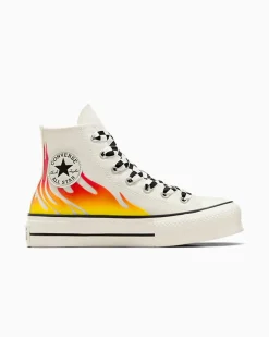 Converse Modelli Con Platform|Modelli Alti<Chuck Taylor All Star Lift Platform Flames Egret/Rosso smalto/Nero