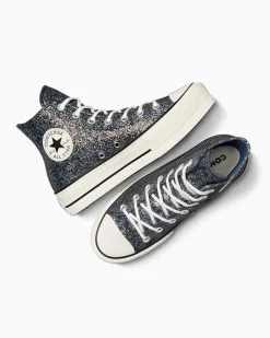 Converse Modelli Alti|Modelli Con Platform<Chuck Taylor All Star Lift Platform Glitter Profondo scuro/Egret/Nero