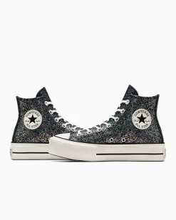 Converse Modelli Alti|Modelli Con Platform<Chuck Taylor All Star Lift Platform Glitter Profondo scuro/Egret/Nero