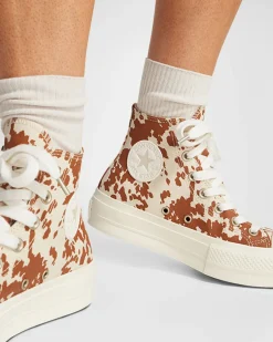 Converse Modelli Alti|Modelli Con Platform<Chuck Taylor All Star Lift Platform Animal Print Egret/Marrone/Oro