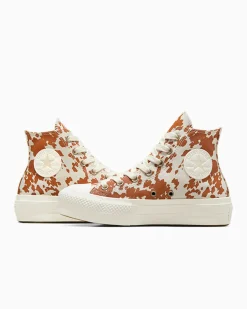 Converse Modelli Alti|Modelli Con Platform<Chuck Taylor All Star Lift Platform Animal Print Egret/Marrone/Oro