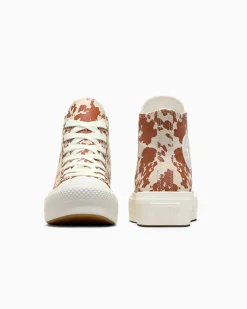 Converse Modelli Alti|Modelli Con Platform<Chuck Taylor All Star Lift Platform Animal Print Egret/Marrone/Oro