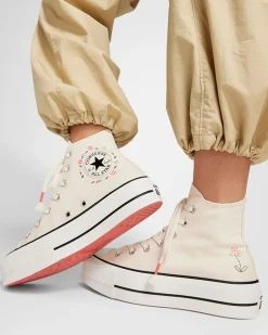 Converse Modelli Alti|Modelli Con Platform<Chuck Taylor All Star Lift Platform Little Flowers Egret/Egret/Rosa anguria