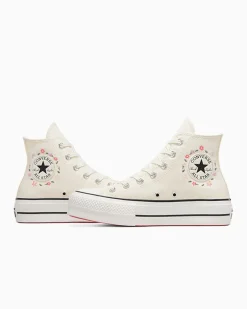 Converse Modelli Alti|Modelli Con Platform<Chuck Taylor All Star Lift Platform Little Flowers Egret/Egret/Rosa anguria