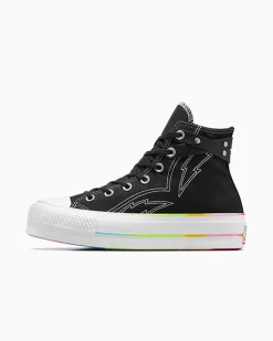 Converse Modelli Alti|Modelli Con Platform<Chuck Taylor All Star Lift Platform Pride Nero/Bianco/Fucsia caos