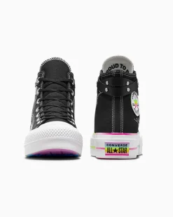 Converse Modelli Alti|Modelli Con Platform<Chuck Taylor All Star Lift Platform Pride Nero/Bianco/Fucsia caos