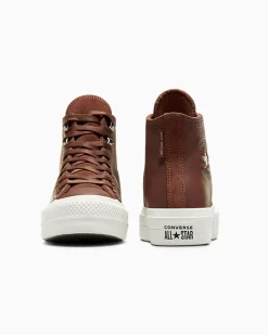 Converse Modelli Alti|Modelli Con Platform<Chuck Taylor All Star Lift Platform Water Repellent Leather Orso bruno/Egret/Nero