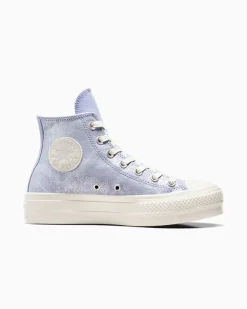 Converse Modelli Alti|Modelli Con Platform<Chuck Taylor All Star Lift Platform Suede Shimmer Lilla peltro/Egret/Argento
