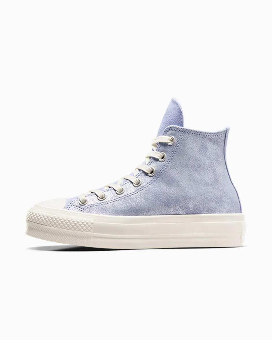 Converse Modelli Alti|Modelli Con Platform<Chuck Taylor All Star Lift Platform Suede Shimmer Lilla peltro/Egret/Argento
