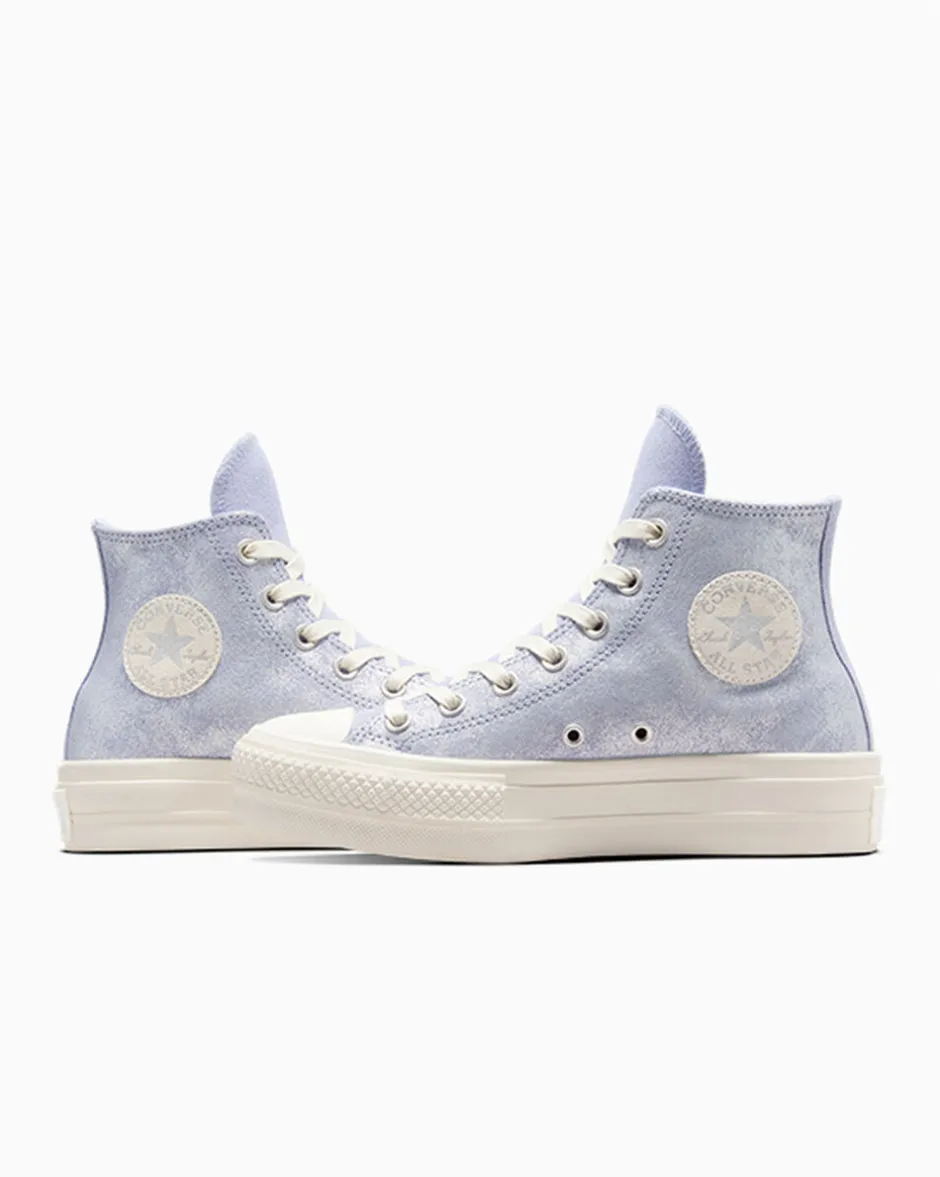 Converse Modelli Alti|Modelli Con Platform<Chuck Taylor All Star Lift Platform Suede Shimmer Lilla peltro/Egret/Argento