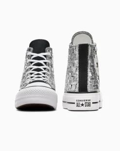Converse Modelli Alti|Modelli Con Platform<Chuck Taylor All Star Lift Platform Braided Metallic Nero argento metallizzato