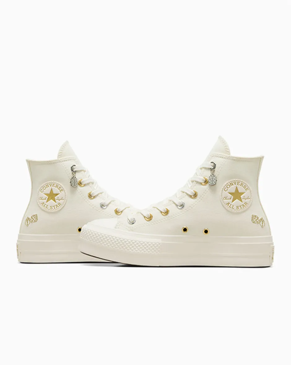 Converse Modelli Con Platform|Modelli Alti<Chuck Taylor All Star Lift Platform Luck Charms Egret/Oro/Argento