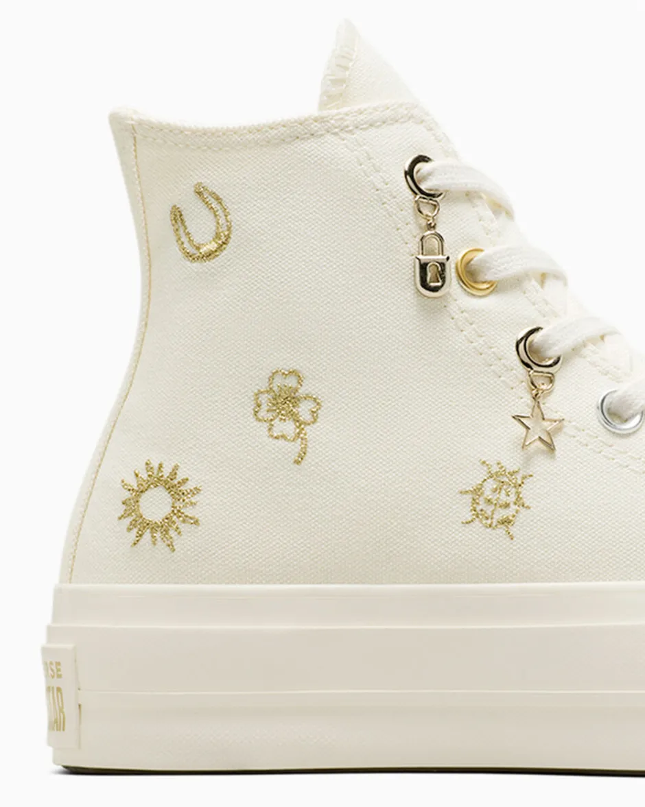 Converse Modelli Con Platform|Modelli Alti<Chuck Taylor All Star Lift Platform Luck Charms Egret/Oro/Argento