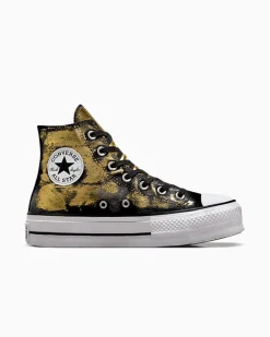 Converse Modelli Alti|Modelli Con Platform<Chuck Taylor All Star Lift Platform Gold Layer Oro nero
