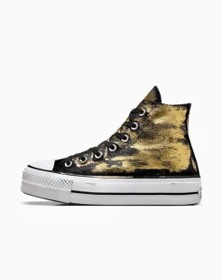Converse Modelli Alti|Modelli Con Platform<Chuck Taylor All Star Lift Platform Gold Layer Oro nero