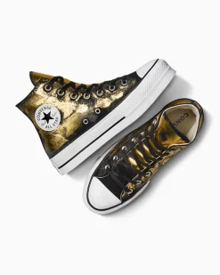 Converse Modelli Alti|Modelli Con Platform<Chuck Taylor All Star Lift Platform Gold Layer Oro nero