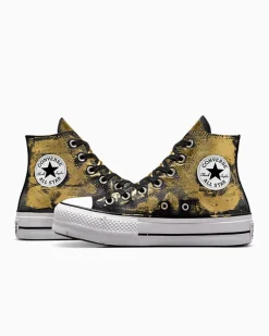Converse Modelli Alti|Modelli Con Platform<Chuck Taylor All Star Lift Platform Gold Layer Oro nero