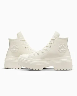 Converse Modelli Alti|Modelli Con Platform<Chuck Taylor All Star Lugged Heel Leather Platform Egret/Egret/Egret