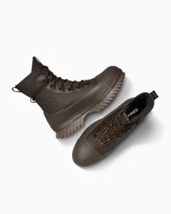 Converse Modelli Con Platform|Stivaletti<Chuck Taylor All Star Lugged 2.0 XHi Waterproof Leather Platform Caffè fresco/Caffè fresco/Nero