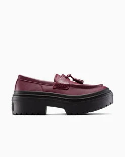 Converse Modelli Bassi|Modelli Con Platform<Chuck Taylor All Star Lugged Heel Loafer Platform Leather Bordeaux scuro/Bordeaux scuro