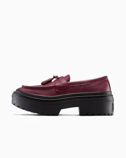 Converse Modelli Bassi|Modelli Con Platform<Chuck Taylor All Star Lugged Heel Loafer Platform Leather Bordeaux scuro/Bordeaux scuro