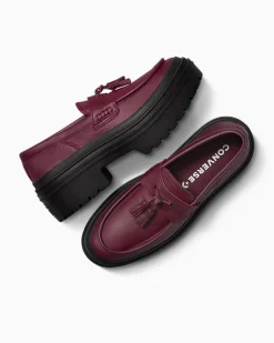 Converse Modelli Bassi|Modelli Con Platform<Chuck Taylor All Star Lugged Heel Loafer Platform Leather Bordeaux scuro/Bordeaux scuro