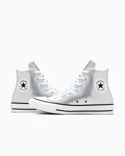 Converse Ragazzi (Età 8-12 Anni)|Bambini (Età 4-8 Anni)<Chuck Taylor All Star Metallic Argento/Bianco/Argento
