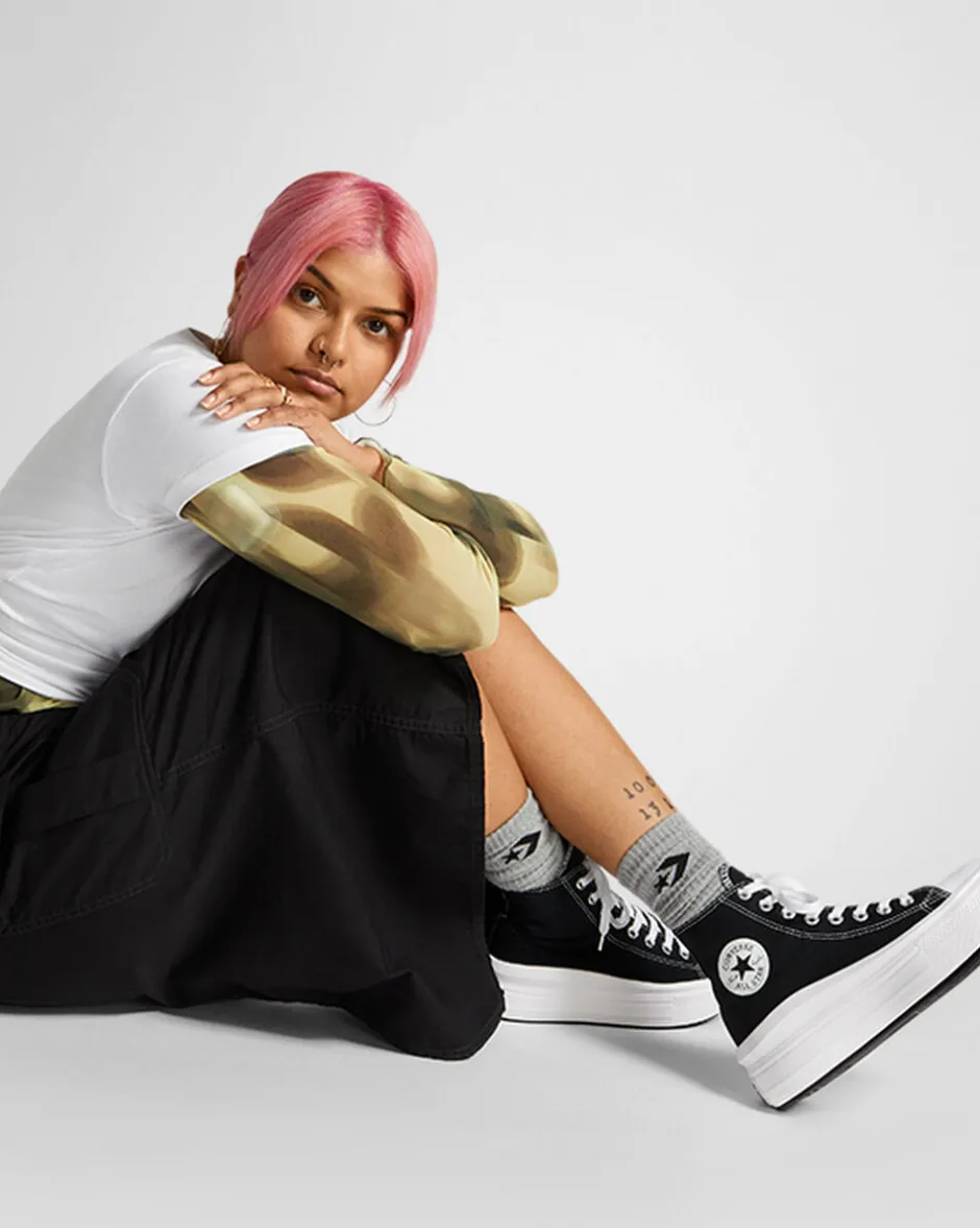 Converse Modelli Alti|Modelli Con Platform<Chuck Taylor All Star Move Nero/Avorio naturale/Bianco