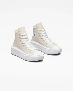 Converse Ragazza|Stivali<Chuck Taylor All Star Move Platform Coated Leather Sabbia del deserto/Nero/Bianco