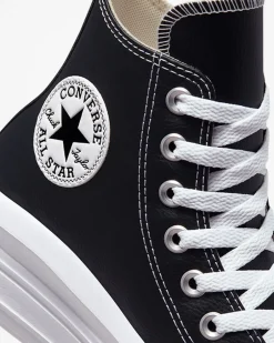 Converse Modelli Alti|Modelli Con Platform<Chuck Taylor All Star Move Platform Foundational Leather Nero/Bianco/Bianco