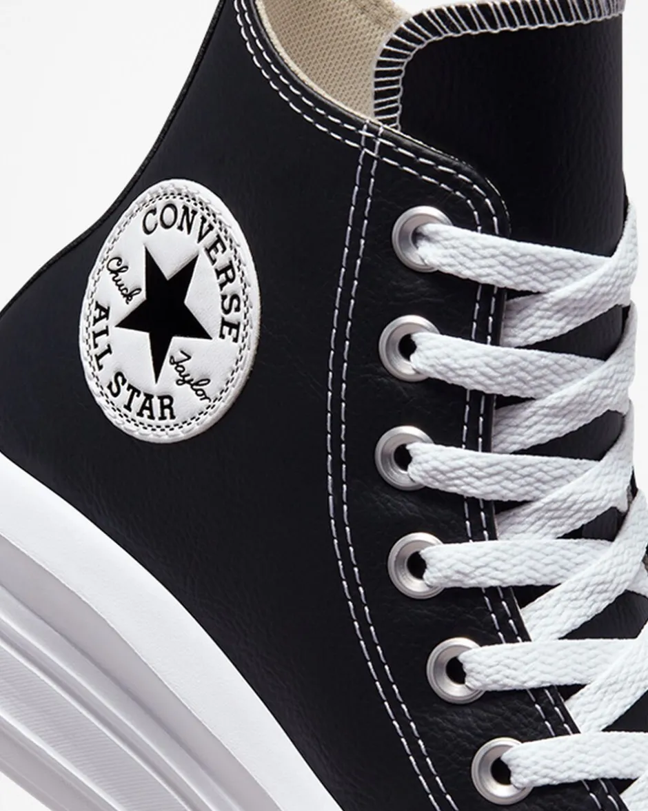 Converse Modelli Alti|Modelli Con Platform<Chuck Taylor All Star Move Platform Foundational Leather Nero/Bianco/Bianco