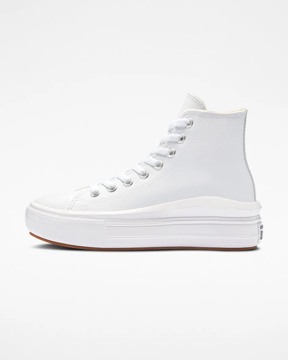 Converse Modelli Alti<Chuck Taylor All Star Move Platform Foundational Leather Bianco/Nero/Bianco