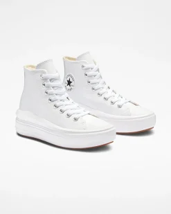 Converse Modelli Alti<Chuck Taylor All Star Move Platform Foundational Leather Bianco/Nero/Bianco