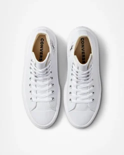 Converse Modelli Alti<Chuck Taylor All Star Move Platform Foundational Leather Bianco/Nero/Bianco