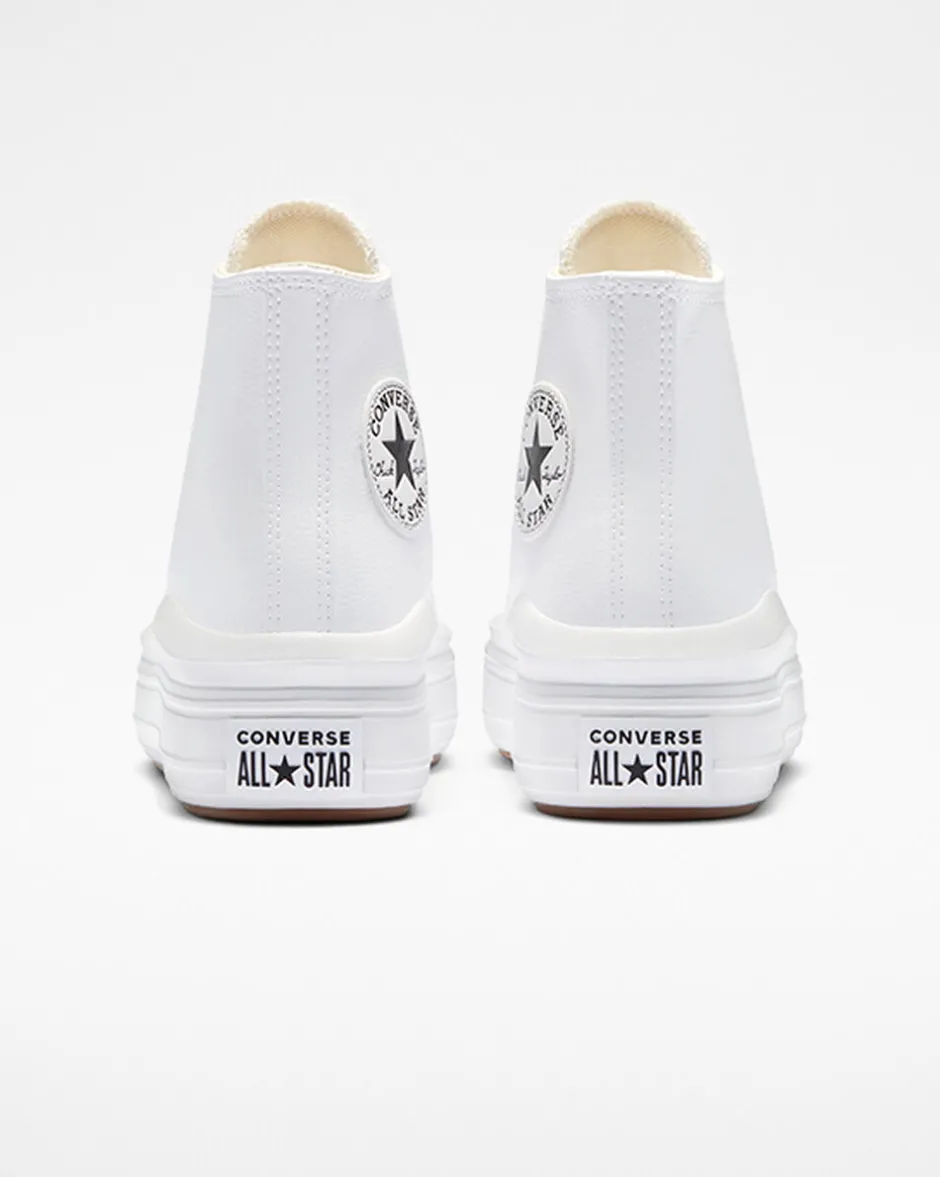 Converse Modelli Alti<Chuck Taylor All Star Move Platform Foundational Leather Bianco/Nero/Bianco
