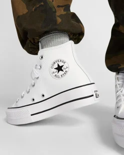 Converse Modelli Alti|Modelli Con Platform<Chuck Taylor All Star Platform Leather Bianco/Nero/Bianco