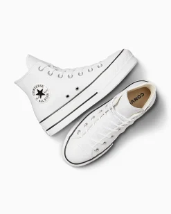Converse Modelli Alti|Modelli Con Platform<Chuck Taylor All Star Platform Leather Bianco/Nero/Bianco