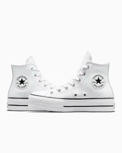 Converse Modelli Alti|Modelli Con Platform<Chuck Taylor All Star Platform Leather Bianco/Nero/Bianco
