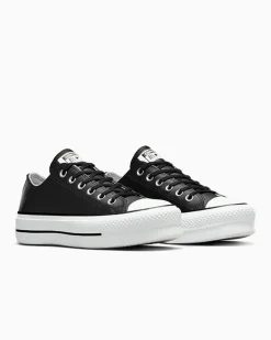 Converse Modelli Con Platform|Modelli Bassi<Chuck Taylor All Star Platform Clean Leather Nero/Nero/Bianco